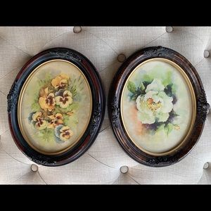 Vintage Rose & Pansy Framed Pictures